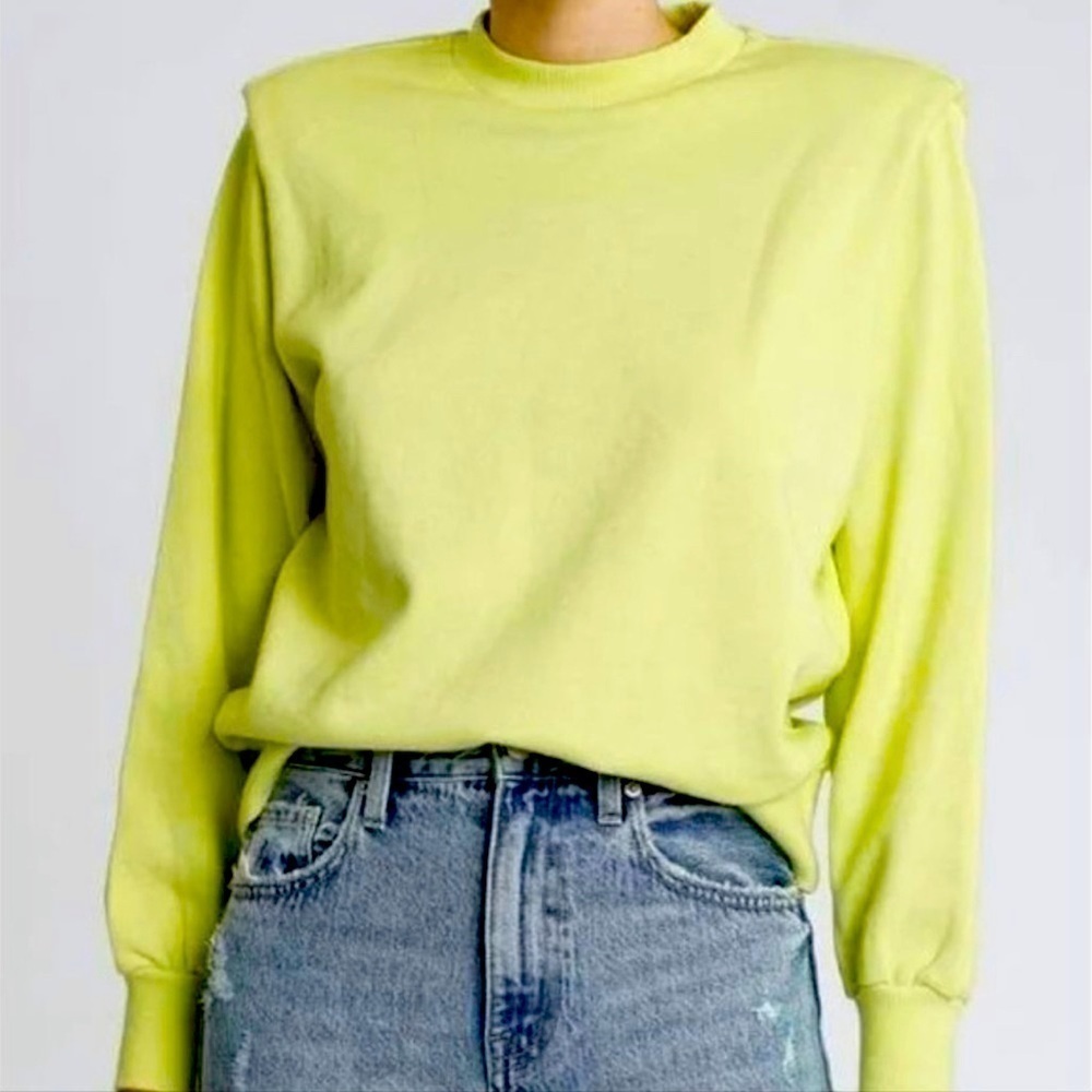 Pistola Kirsten Shoulder Pad Sweatshirt Cotton Citron Green Medium Revolve